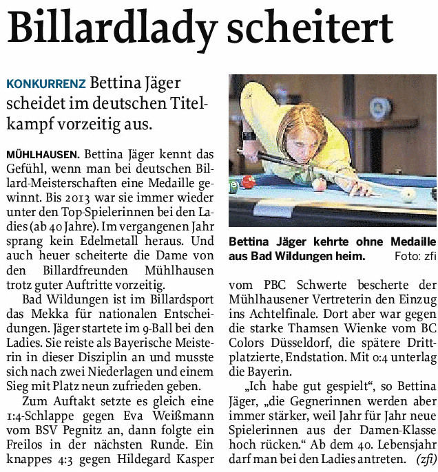 25.11.2015 Billardlady scheitert
