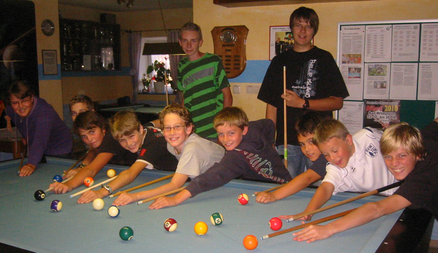 Alle Teilnehmer am Billard Jugend Turnier