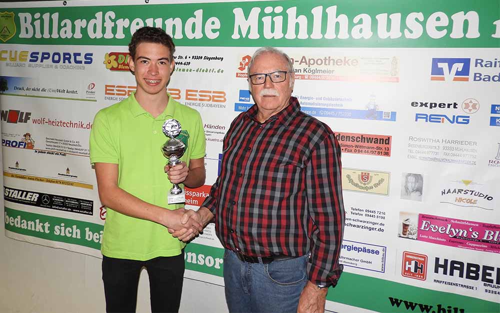 10 Ball Jugend VM Siegerehrung Robin klein