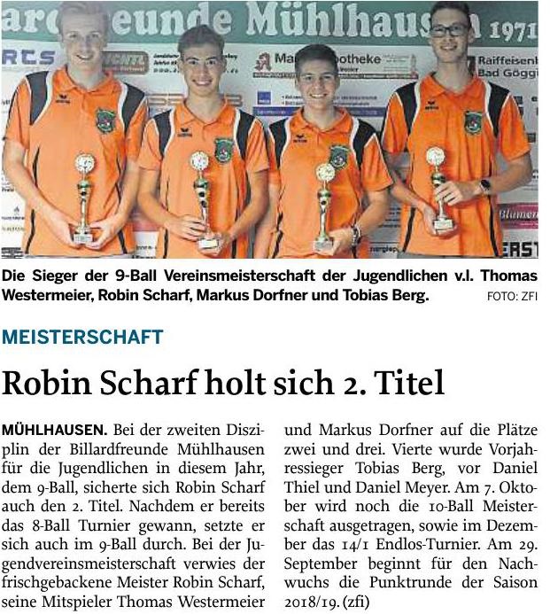 20.09.2018 Robin Scharf holt 2. Titel