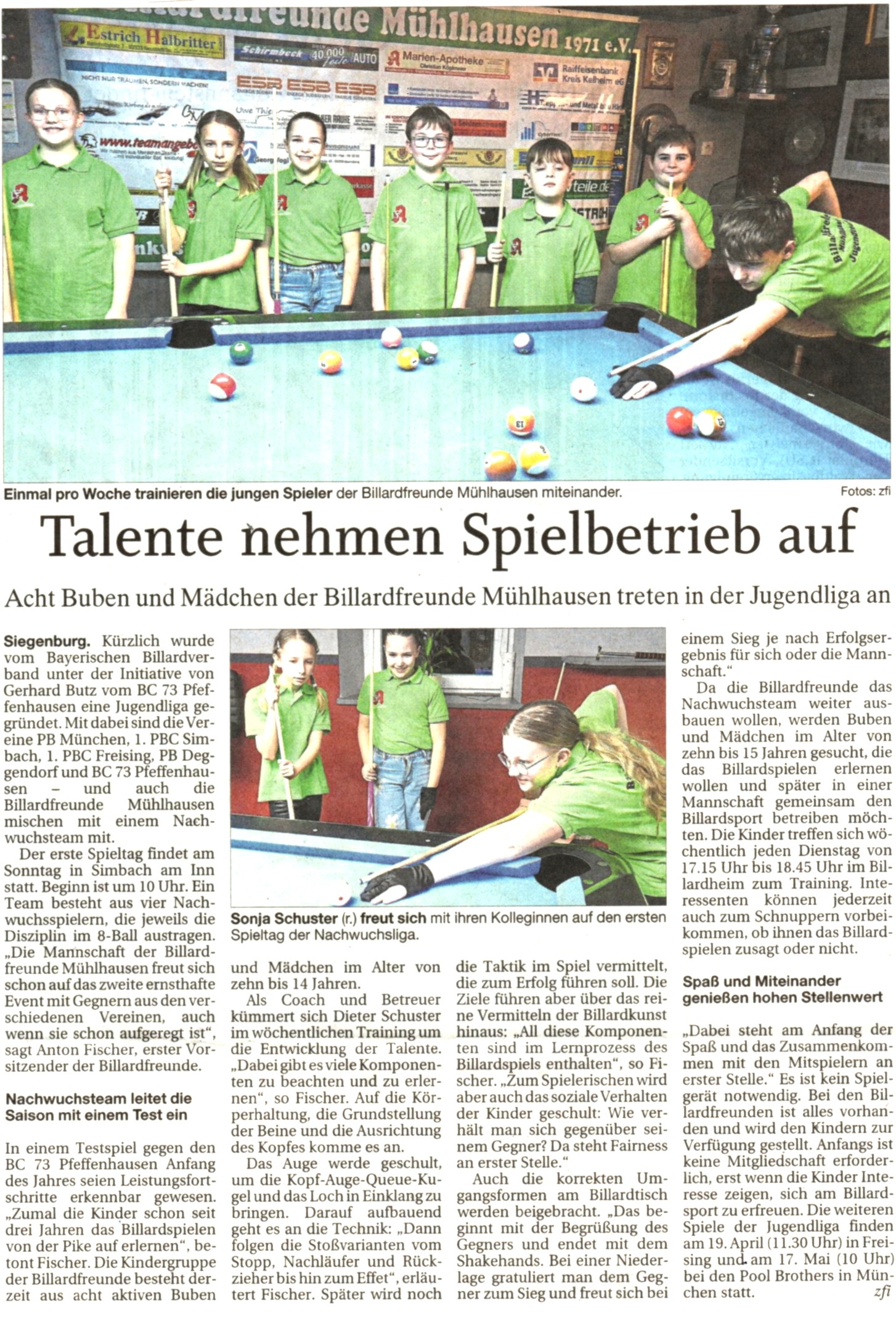 MZ Bericht Talente nehmen Spielbetrieb auf