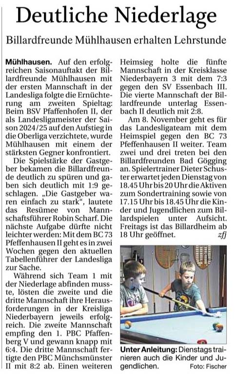 29.10.2025 Deutliche Niederlage